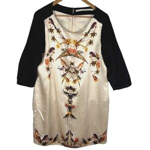 Women LongSleeve Silk Mini Shift Dress Sz L Birds 12Th Street by Cynthia Vincent
